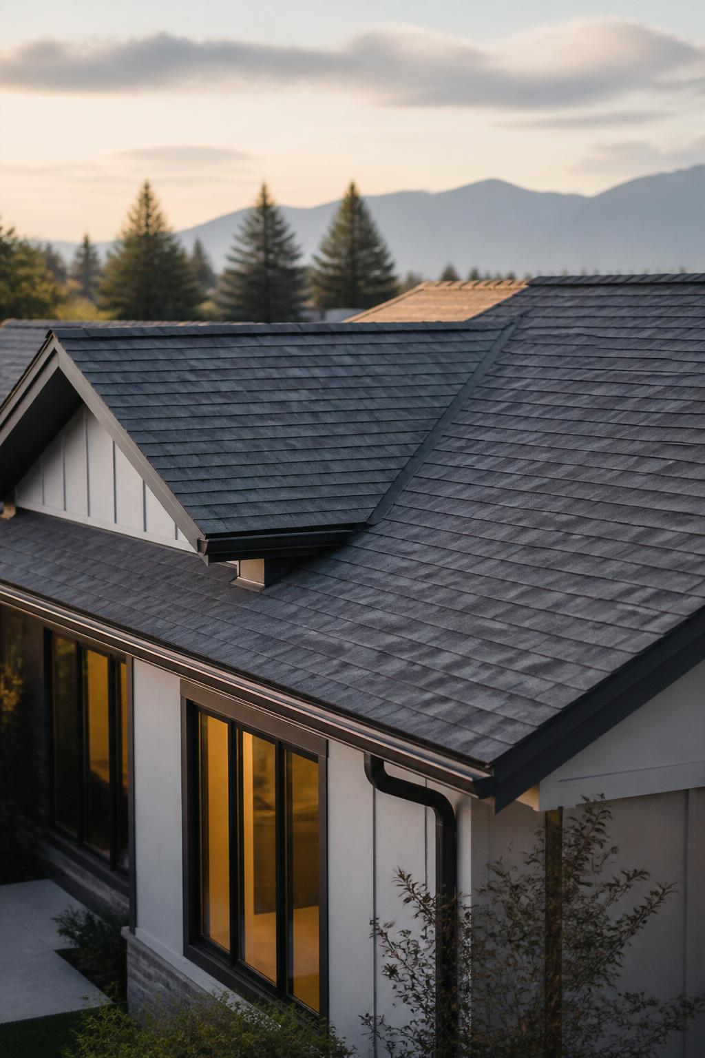 Modern home with a newly replaced roof in soft daylight