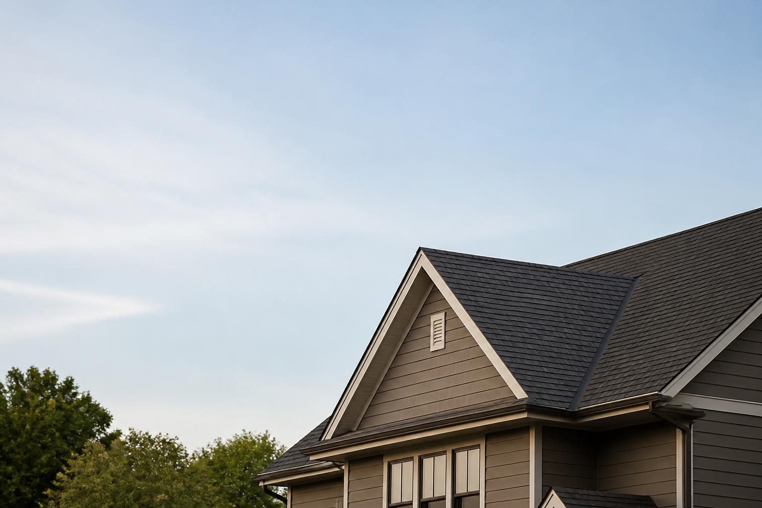 Clean finished roofline with open space and calm daylight